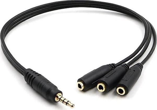 Ayt Kulaklık Çoklayıcı 3.5 Mm Erkek 1x3 Stereo Dişi X 3 30 Cm Y Kablo Aux Çoğaltıcı Jack Kablo - Image 1