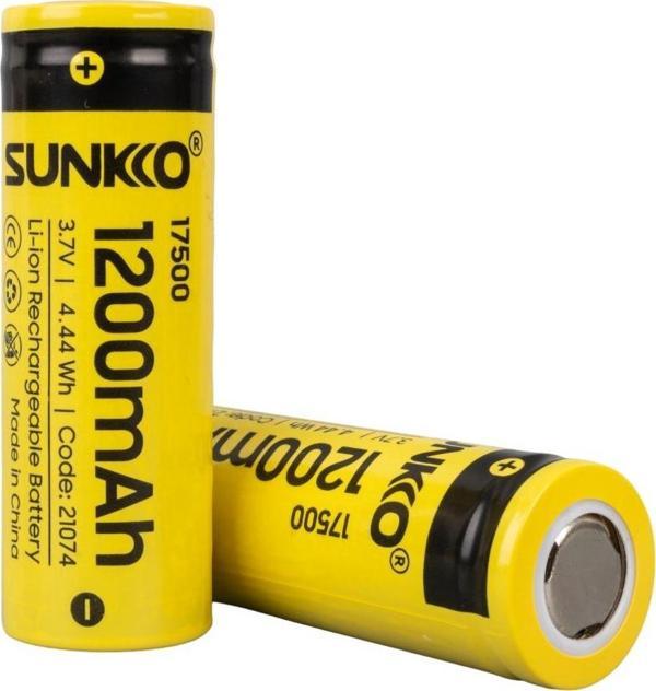 Sunkko 3.7 Volt 1200 Mah 17500 Şarj Edilebilir Pil 2 Adet Lityum İon Şarjlı Pil 17x50mm - Image 1