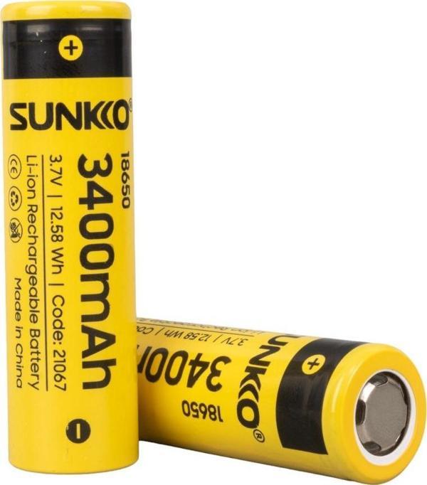 Sunkko 3.7 Volt 3400 Mah 18650 Şarj Edilebilir Pil 2 Adet Lityum İon Şarjlı Pil 18x65mm - Image 1