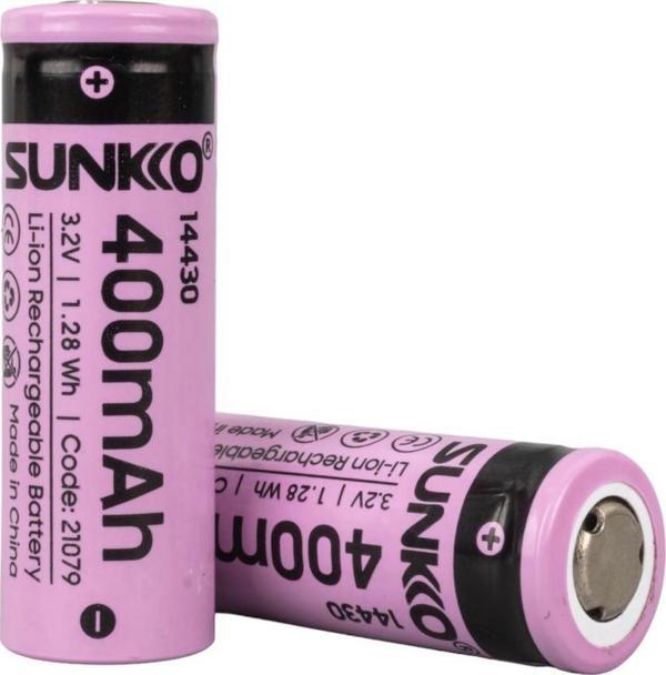 Sunkko Irf 3.2 Volt 400 Mah 14430 Şarj Edilebilir Pil 2 Adet Lityum İon Şarjlı Pil 14x43mm - Image 1