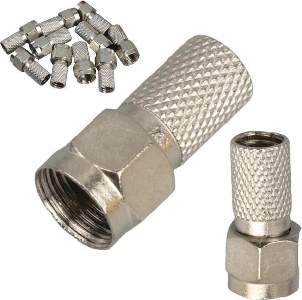 Ayt Herz Hf-02 Rg6-U6 22 Mm Siyah Contalı F Konnektör 100'Lü Poşet Uydu Çabak Konnektörü Soketi - Image 1