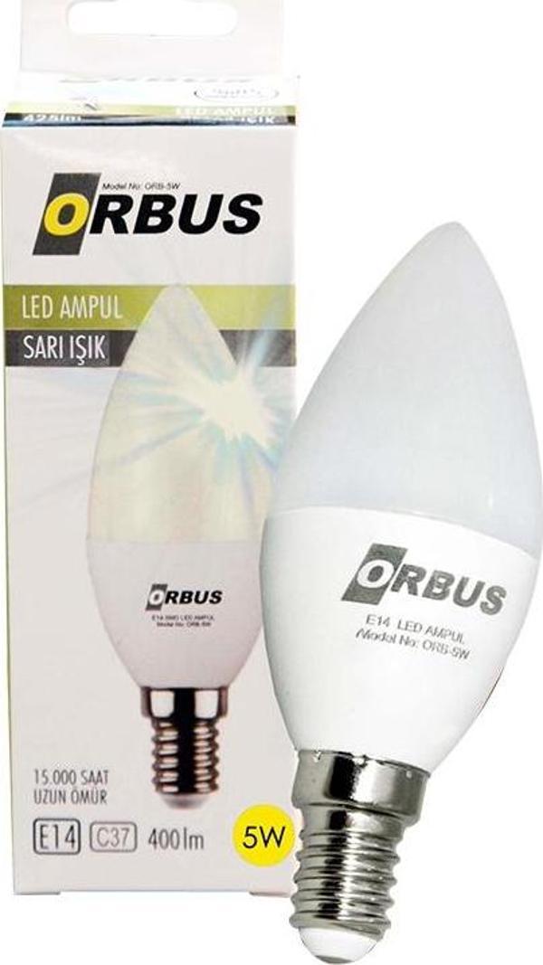 Orbus ORB-5WS C37 E14 Duy 400 LMN 5 Watt Amber Tasarruflu Ampul - Image 1
