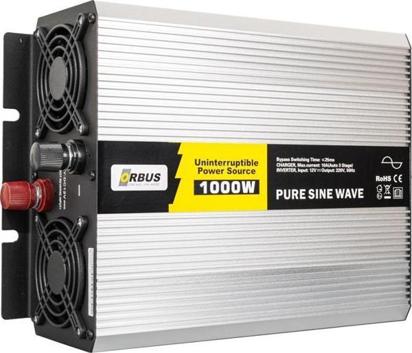 Orbus TSI1000w 12 Volt 1000 Watt Tam Sinüs Şarjlı İnverter 12V-220V Dönüştürücü Çevirici - Image 1