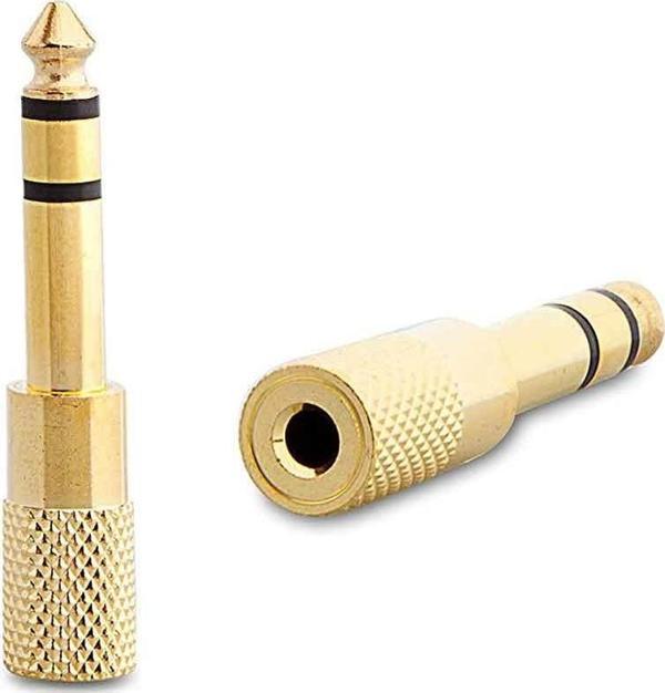 Ayt 6.3 Mm Stereo Erkek 3.5 Mm Stereo Dişi Sarı Metal Gold Jack Fiş Çevirici Mikrofon Ses Kablosu Soketi Girişi - Image 1