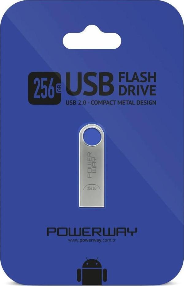 POWERWAY 256 GB METAL USB 2.0 FLASH BELLEK - Image 1