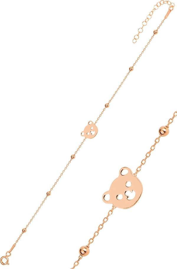 Gümüş rose top top zincirli ayıcıklı bileklik  - Image 1