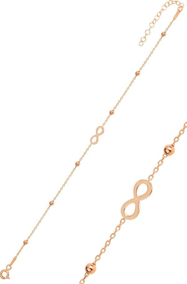 Gümüş rose top top zincirli sonsuzluk bileklik  - Image 1