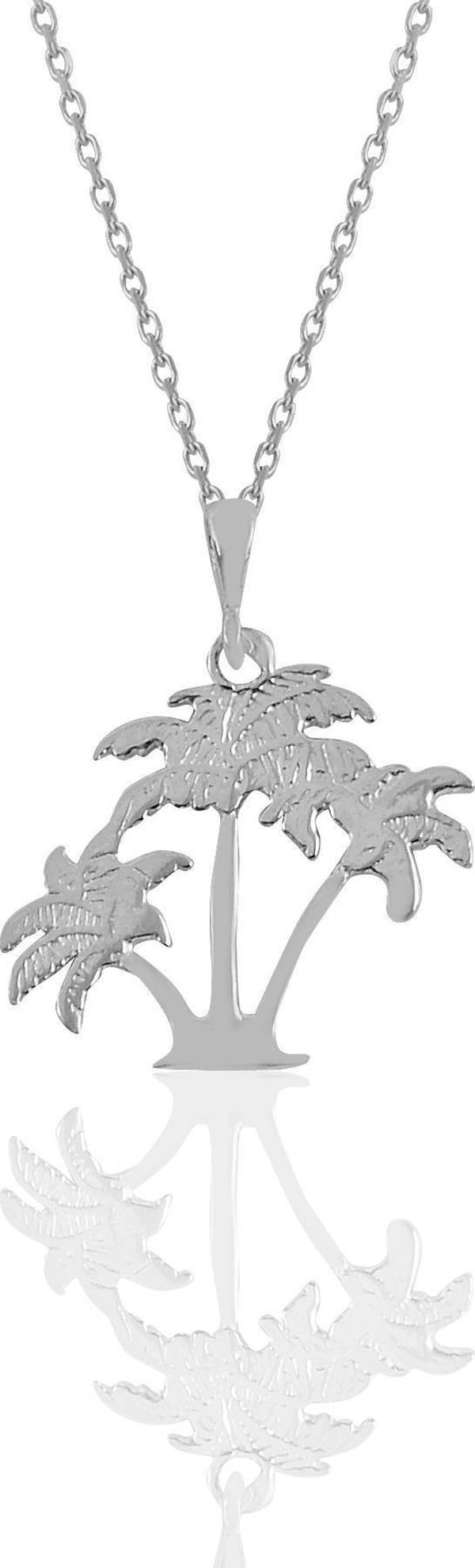 Gümüş rodyumlu üçlü palmiye kolye  - Image 1