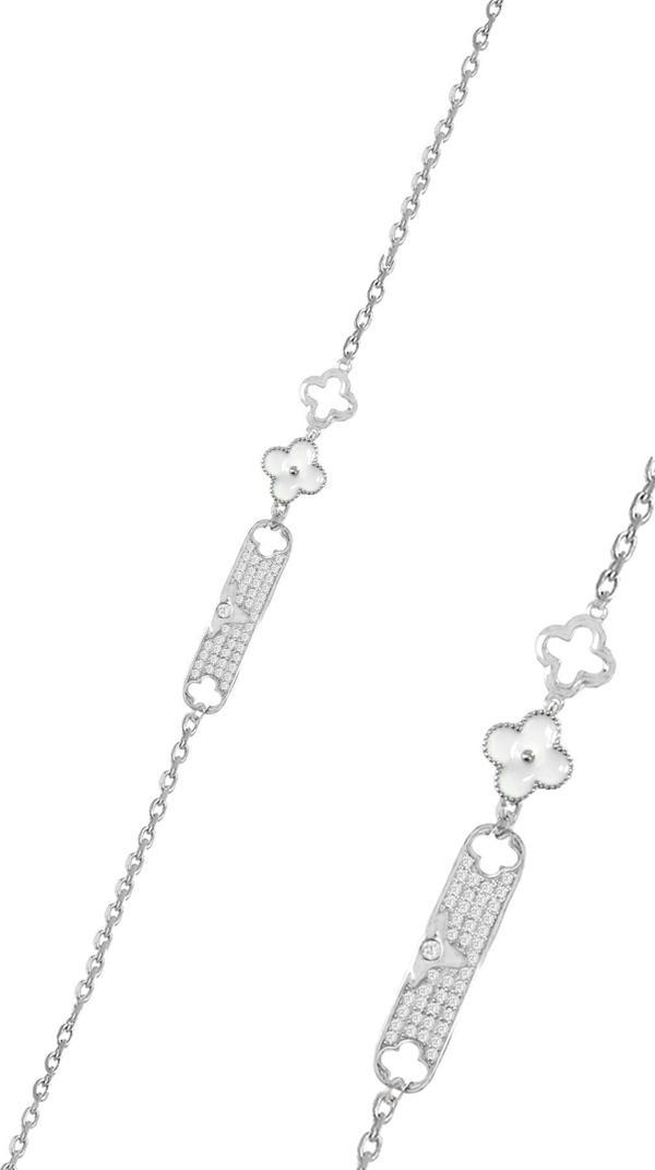 Gümüş rodyumlu zirkon taşlı kuzeyin şansı yonca bileklik  - Image 1