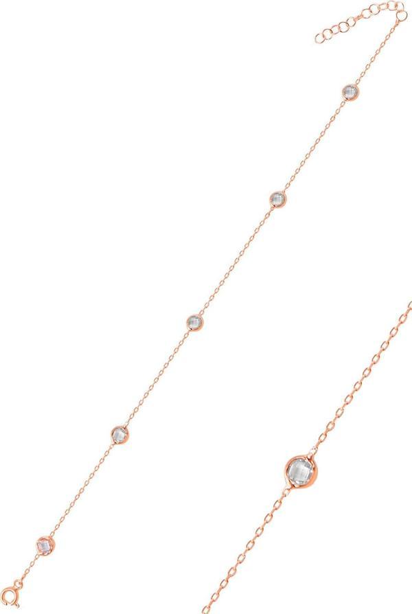 Gümüş rose zirkon tek sıra taşlı bileklik  - Image 1