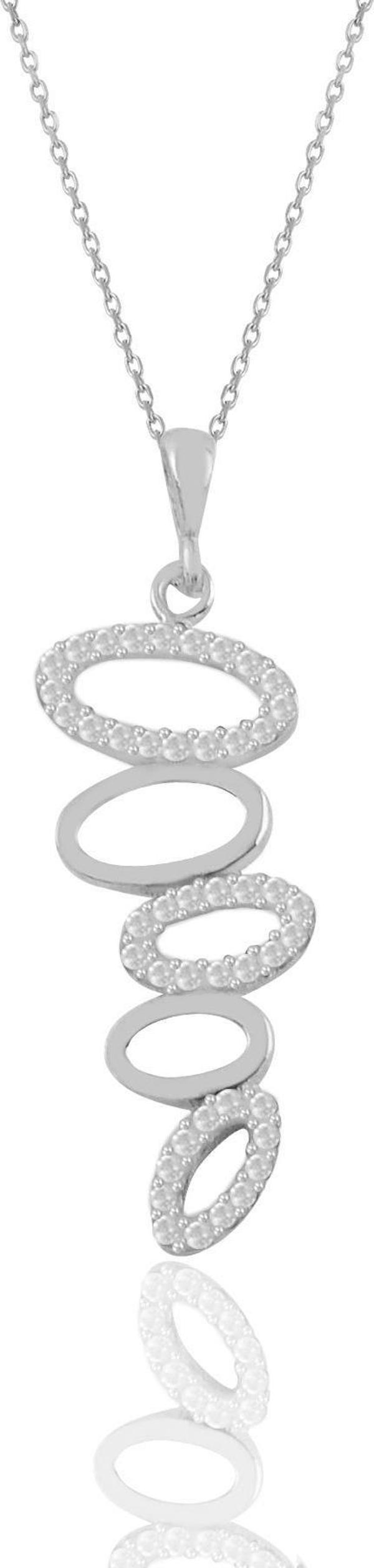 Gümüş rodyumlu zirkon taşlı olimpiyat kolye  - Image 1