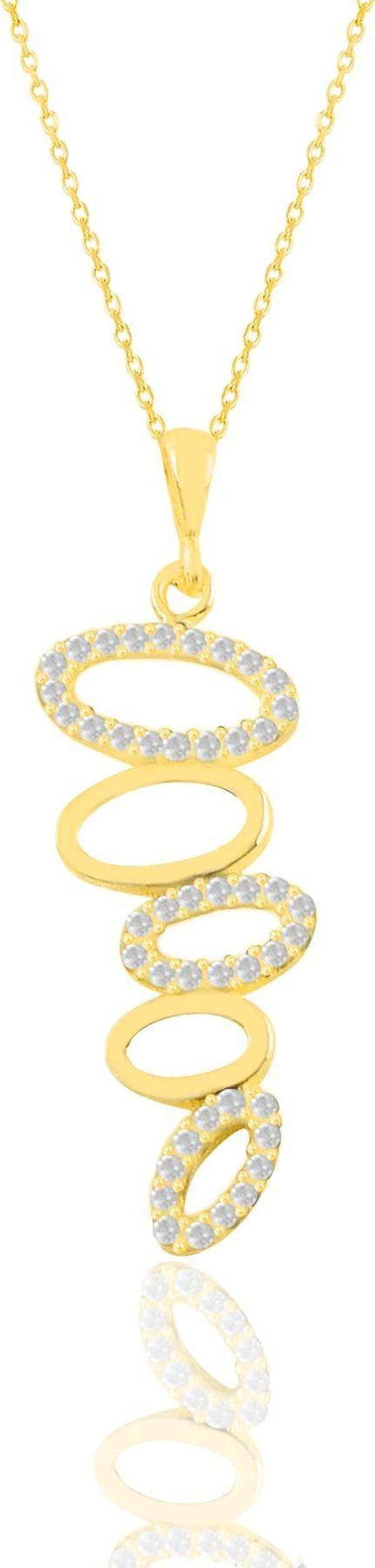 Gümüş altın yaldızlı zirkon taşlı olimpiyat kolye  - Image 1