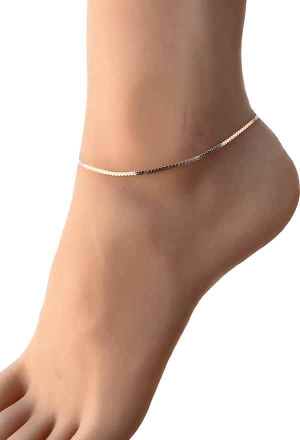 Gümüş  örgü modeli italyan zincir halhal  - Image 1