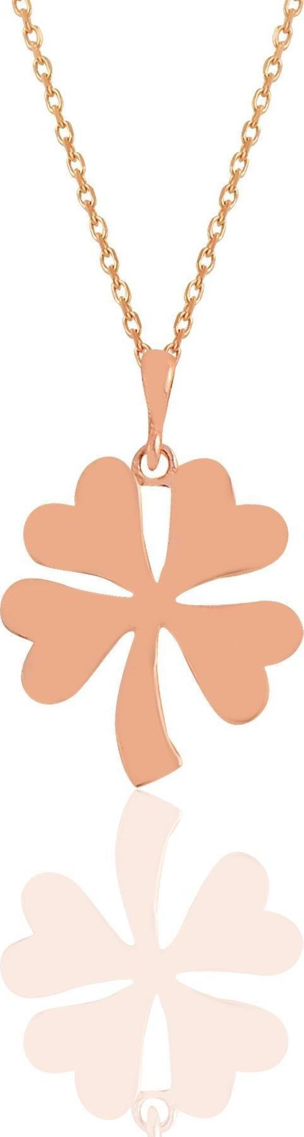 Gümüş rose dört yapraklı yonca kolye  - Image 1