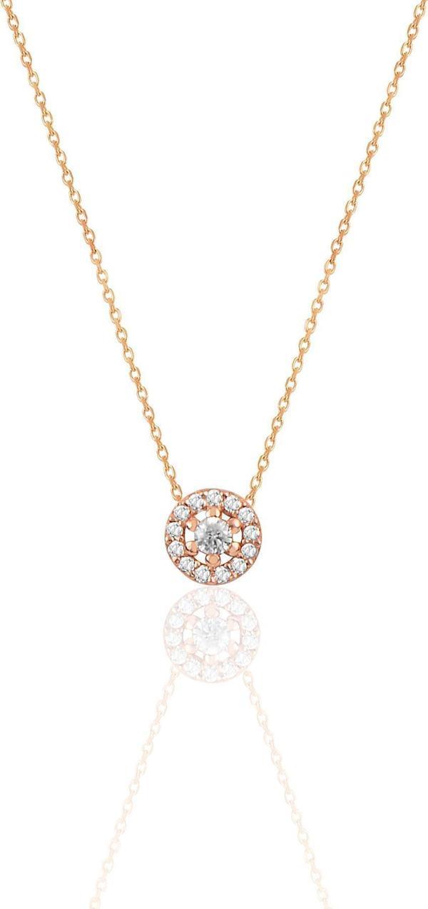 Gümüş rose zirkon taşlı pırlanta modeli tiny kolye  - Image 1