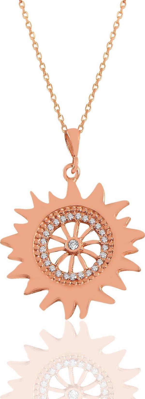 Gümüş rose zirkon taşlı şems kolye  - Image 1