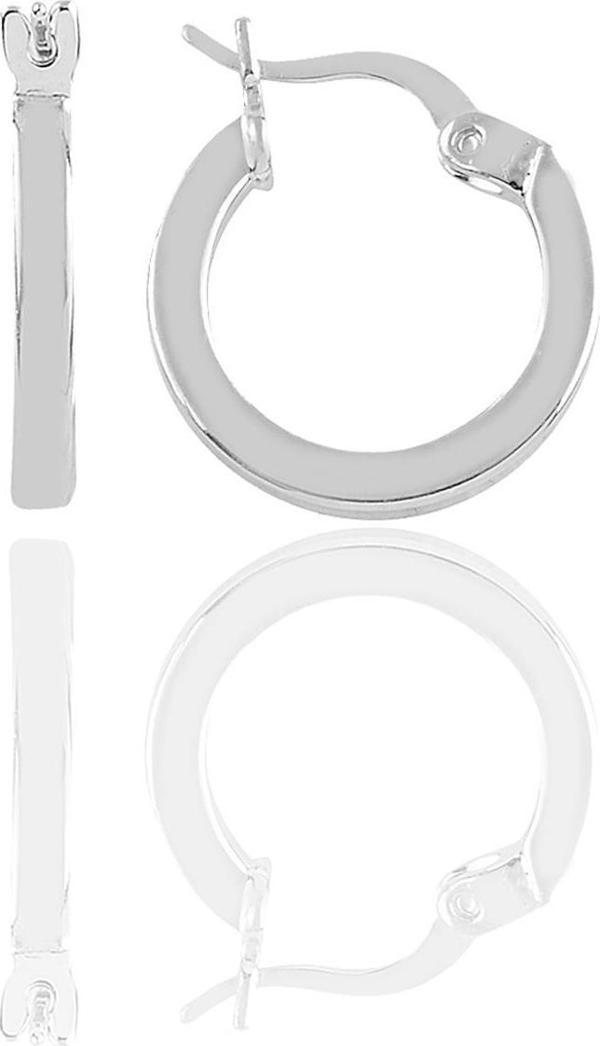 Gümüş rodyumlu balta kilit 17 mm halka küpe  - Image 1