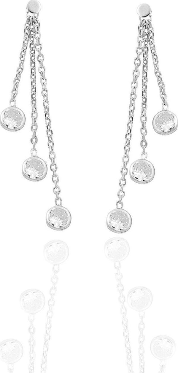 Gümüş rodyumlu zirkon taşlı zincir ışıltısı küpe  - Image 1