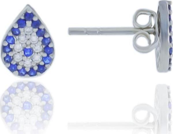 Gümüş rodyumlu damla nazar küpe  - Image 1