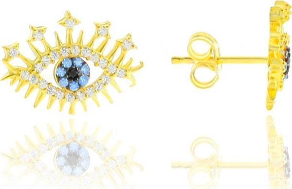 Gümüş altın yaldızlı zirkon taşlı lareyn küpe  - Image 1