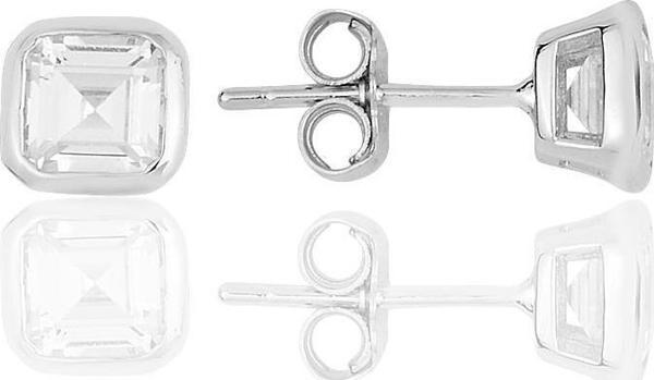 Gümüş rodyumlu kare kesim zirkon taşlı küpe  - Image 1