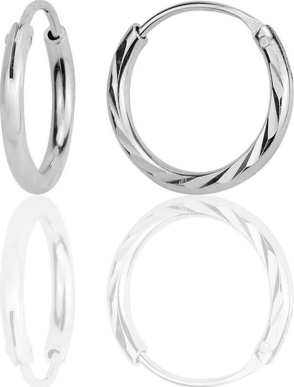 Gümüş rodyumlu lazerli halka küpe   - Image 1