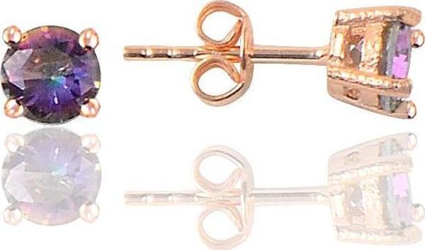 Gümüş rose 4 mm mistik tek taş küpe  - Image 1