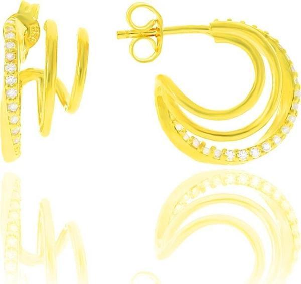 Gümüş altın yaldızlı zirkon taşlı sultan küpe   - Image 1