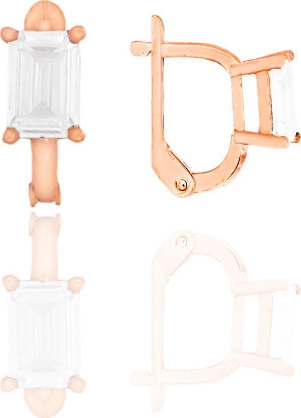 Gümüş rose baget kesim zirkon taşlı   j küpe  - Image 1