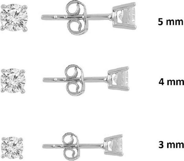 Gümüş rodyumlu pırlanta montürlü 3 boy mini tektaş küpeler  - Image 1