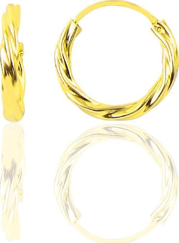 Gümüş altın yaldızlı 18  mm burgu halka küpe  - Image 1