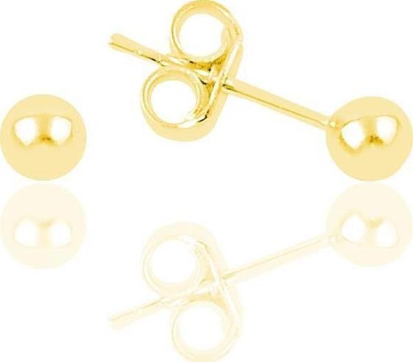 Gümüş altın yaldızlı 4 mm gümüş top küpe  - Image 1