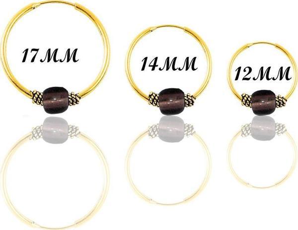 Gümüş altın yaldızlı açık kahverengi taşlı  üç boydan oluşan halka küpeler  - Image 1