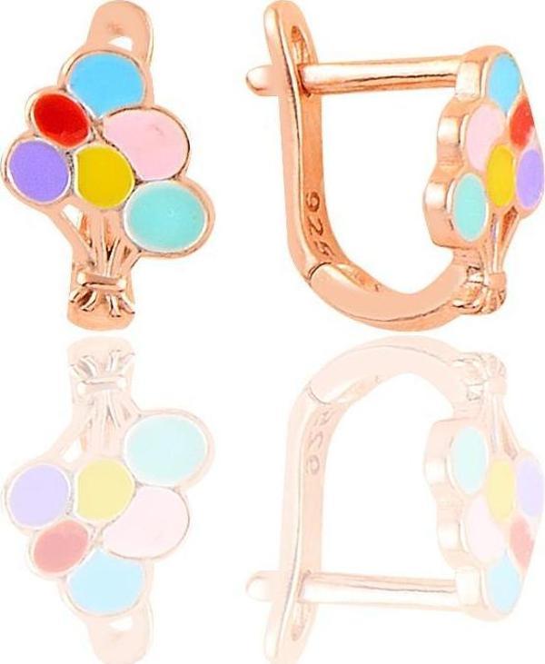 Gümüş rose mineli renkli balonlar küpe  - Image 1