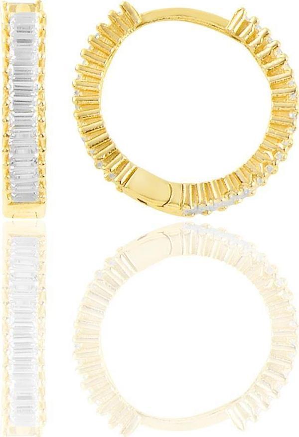 Gümüş altın yaldızlı baget taşlı tamtur halka küpe  - Image 1