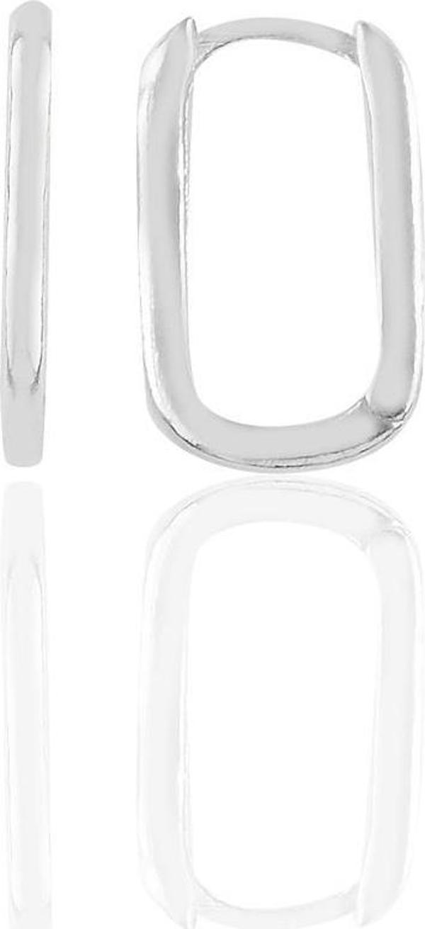 Gümüş rodyumlu  17 mm sade U modeli küpe  - Image 1