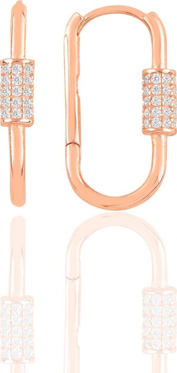 Gümüş rose zirkon taşlı  tasarım küpe  - Image 1