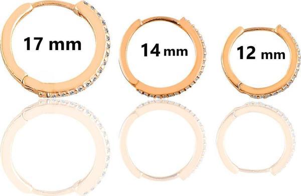Gümüş rose zirkon taşlı  üç boydan oluşan halka küpeler  - Image 1