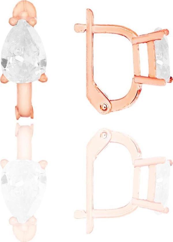 Gümüş rose zirkon taşlı damla j küpe  - Image 1