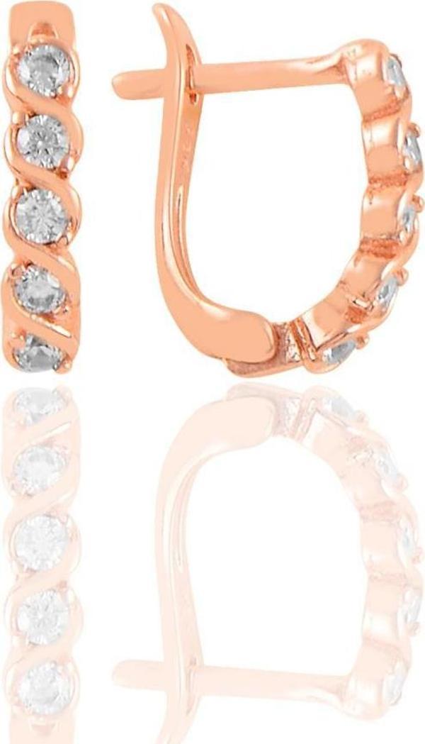 Gümüş rose zirkon taşlı örgü modeli j küpe  - Image 1