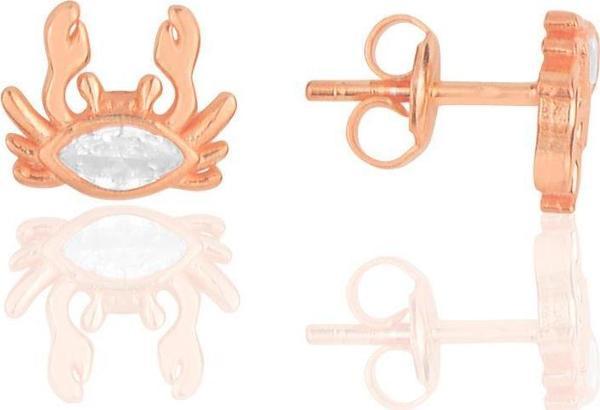 Gümüş rose zirkon taşlı yengeç küpe  - Image 1