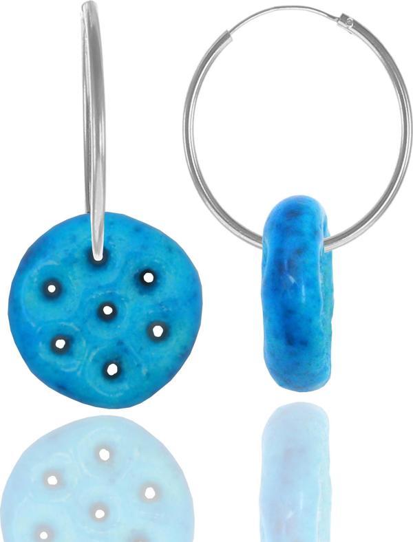 Gümüş yedi delikli süryani nazarlığı halka küpe  - Image 1