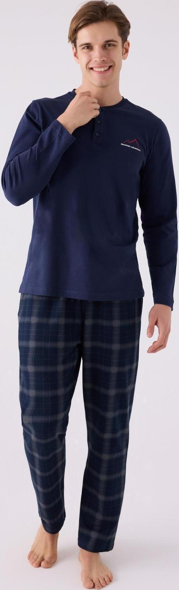 Arnetta 3152 Büyük Beden Erkek Uzun Kol Düğmeli Pijama Takım - Image 1