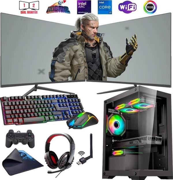 İ7 12700F 16GB DDR4 480SSD 12GB ARC B580 Çift 24" Mon. Oyun Bilgisayarı (Gaming SET) - Image 1
