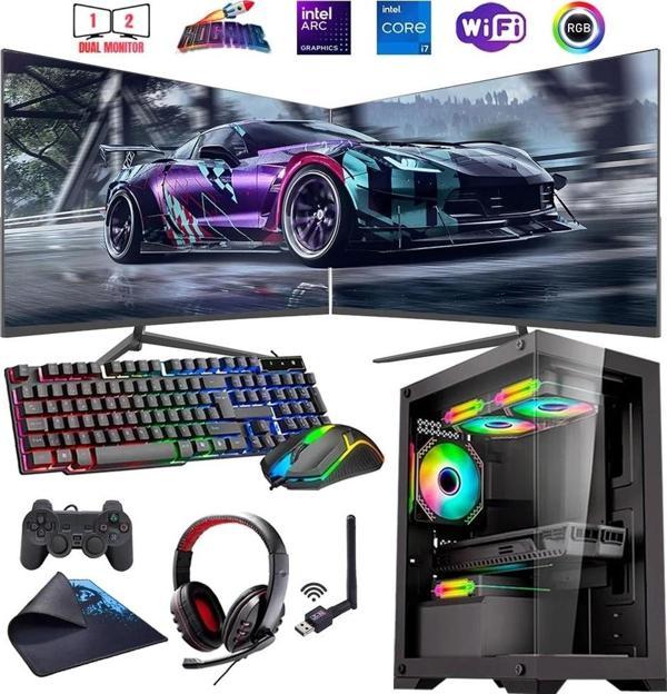 i7 14700F 32GB DDR4 1TB M2 12GB ARC B580 Çift 24" Mon. Oyun Bilgisayarı (Gaming SET) - Image 1