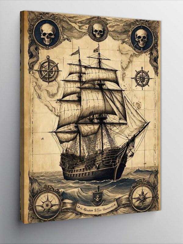 Kanvas Tablo Antik Yelkenli Tasviri - Image 1