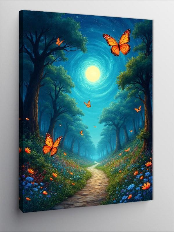 Kanvas Tablo Ayışığında Orman Yolu - Image 1