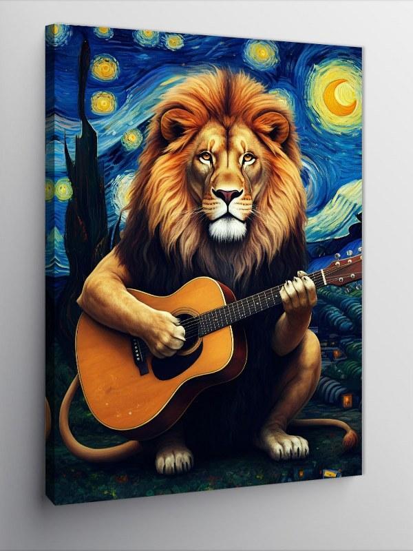 Kanvas Tablo Aslan Ve Gitar - Image 1
