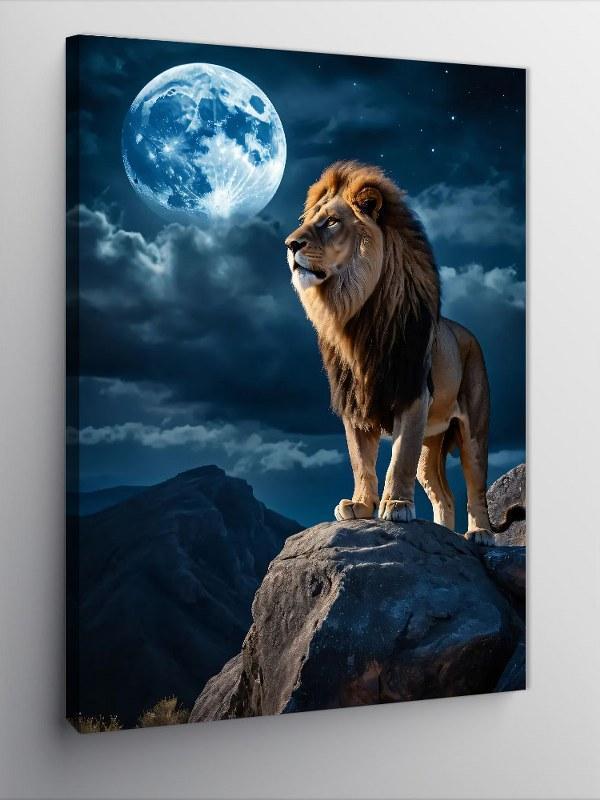 Kanvas Tablo Ayışığında Aslan - Image 1