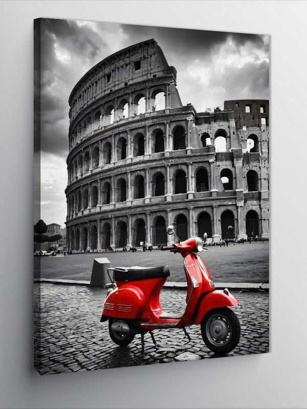 Kanvas Tablo Colosseum Ve Kırmızı Vespa - Image 1